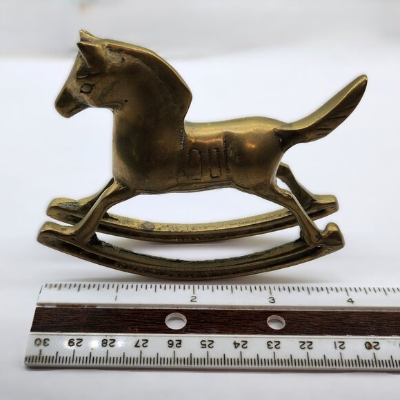 Vintage Solid Brass Rocking Horse Figurine - Picture 3 of 5
